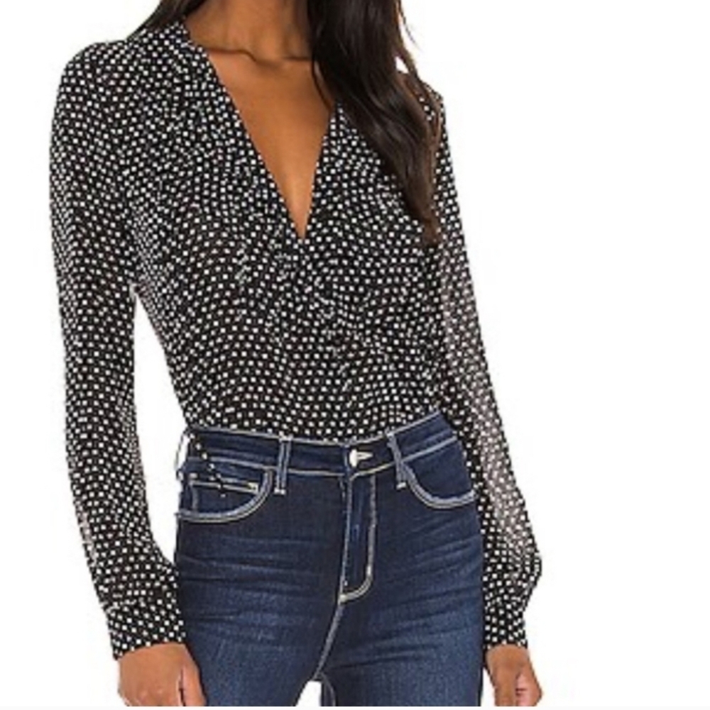 L’AGENCE Tabitha ruffles blouse size XS black/ ivory